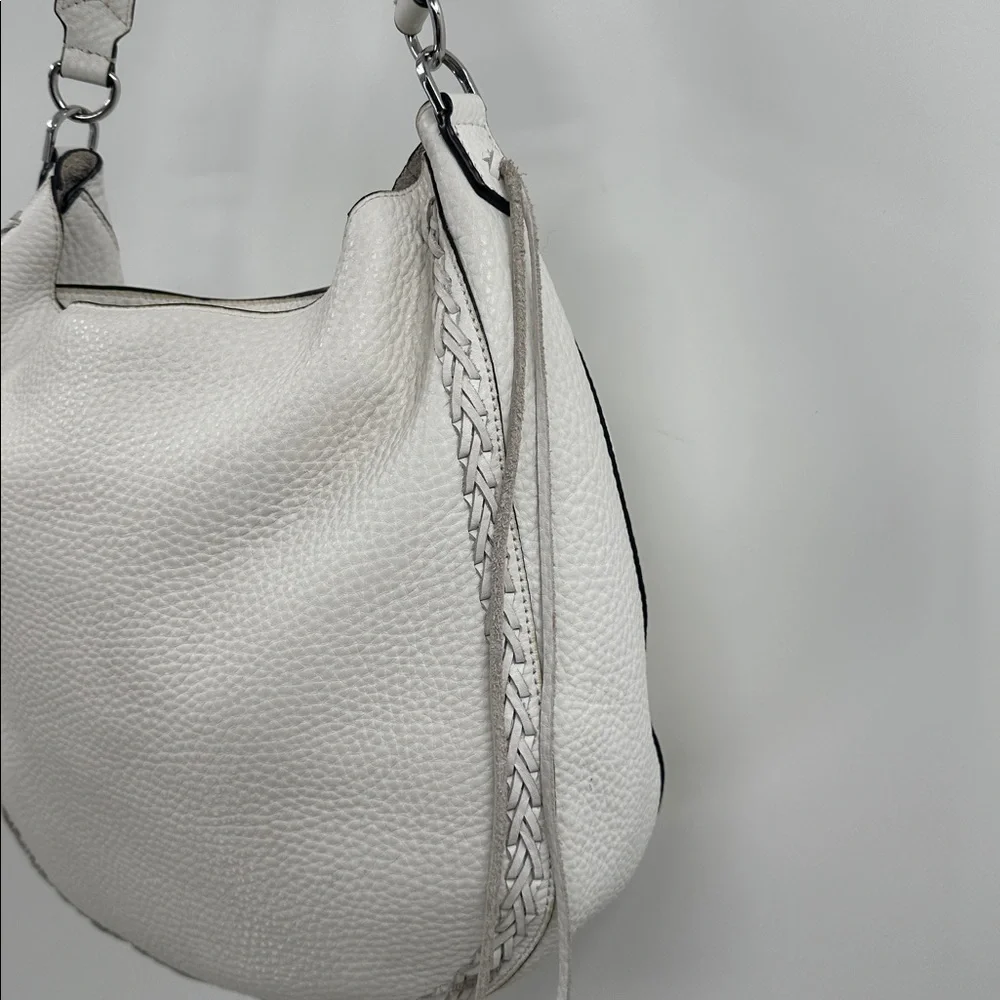 Rebecca Minkoff White Textured Leather Shoulder Hobo Bag